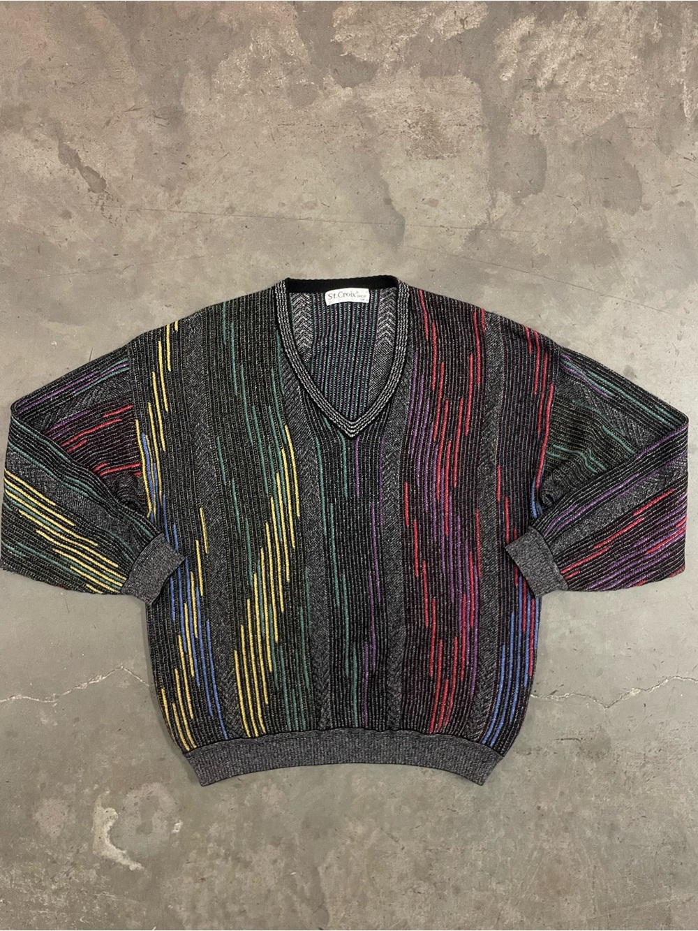 Vintage 1990s St. Croix Grandpca Stripe Textured Knit Sweater